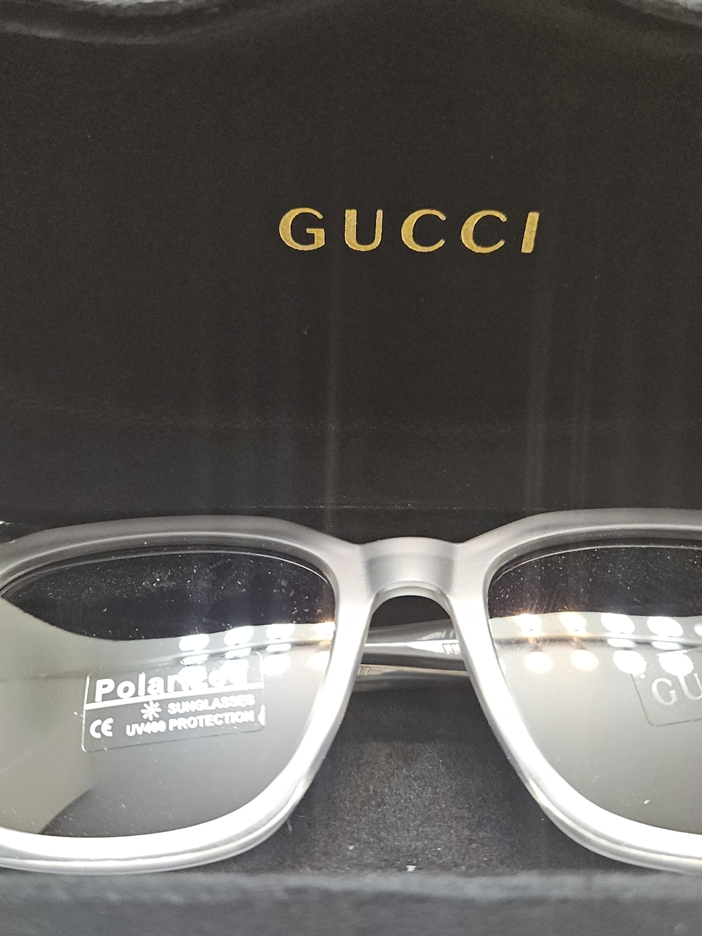 Gucci Unisex Polarized Sunglasses in Frosted Gray